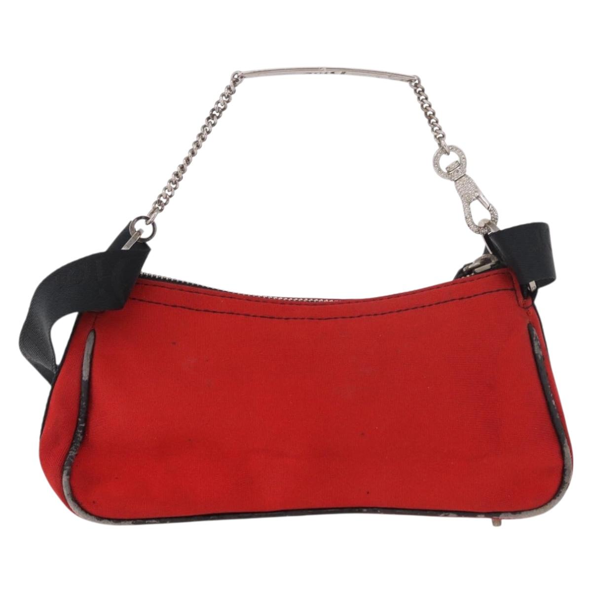 Christian Dior Hardcore Shoulder Bag Canvas Silver Red Auth 183247