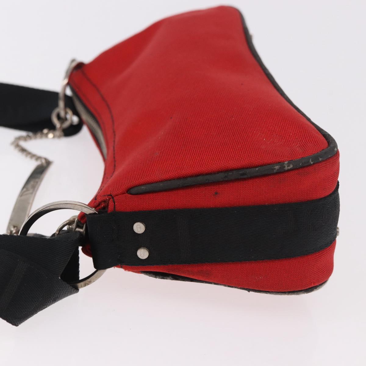 Christian Dior Hardcore Shoulder Bag Canvas Silver Red Auth 183247