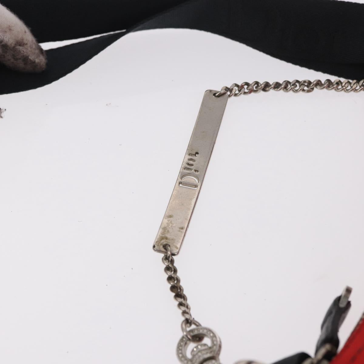 Christian Dior Hardcore Shoulder Bag Canvas Silver Red Auth 183247