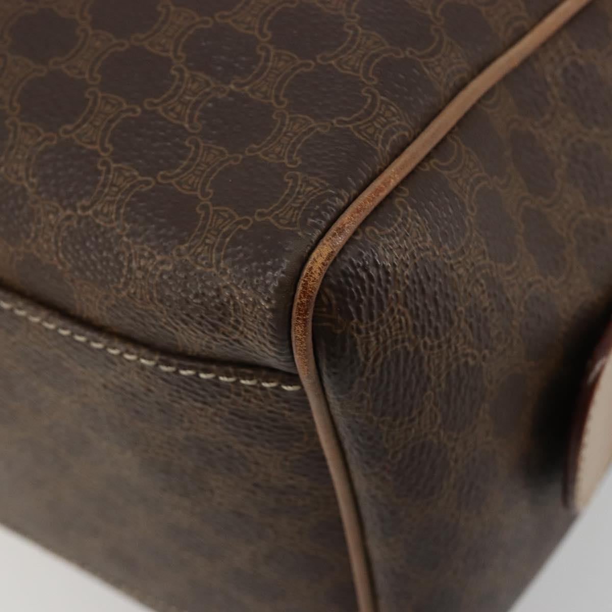 CELINE Macadam Canvas Hand Bag PVC Leather Brown Gold Auth 183253