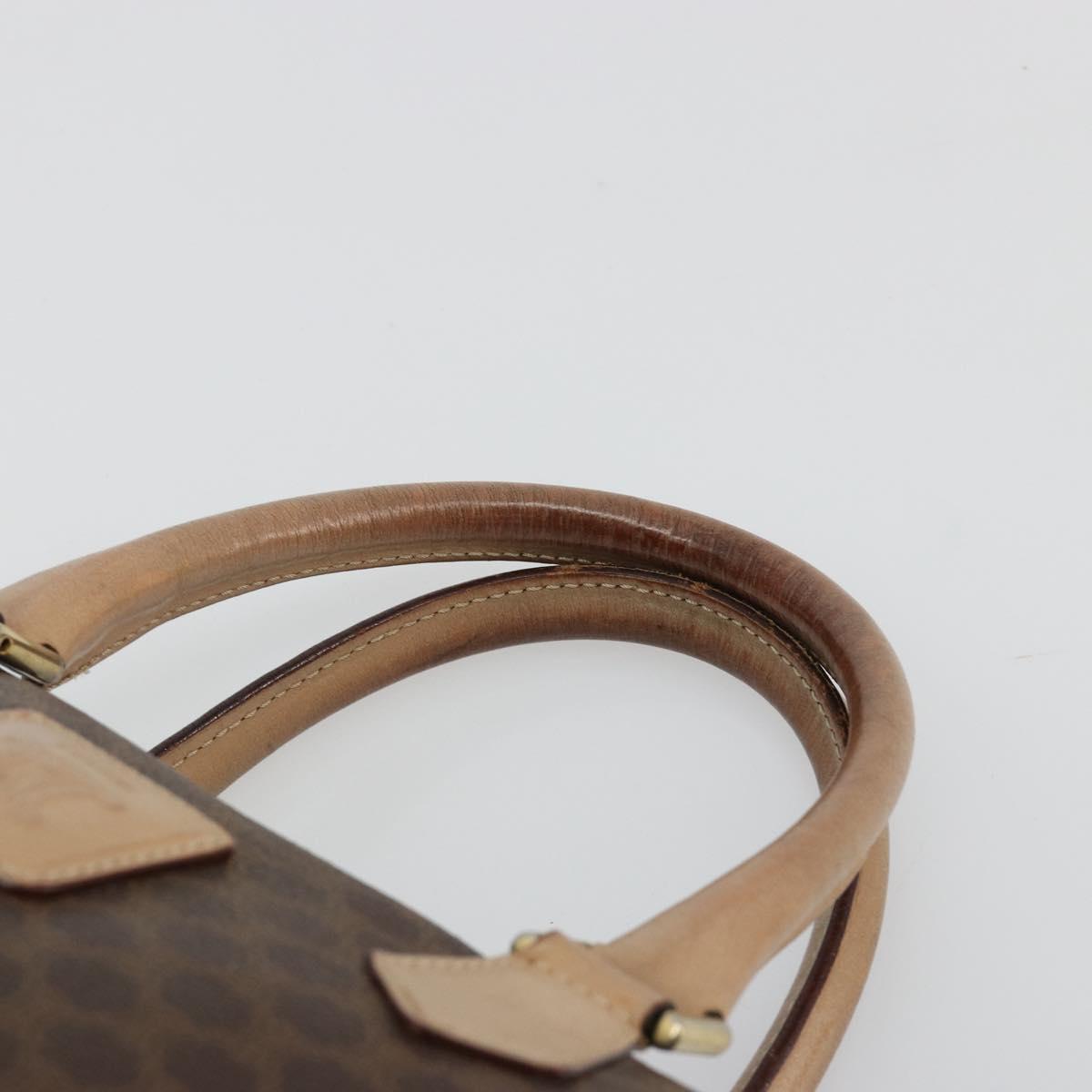 CELINE Macadam Canvas Hand Bag PVC Leather Brown Gold Auth 183253