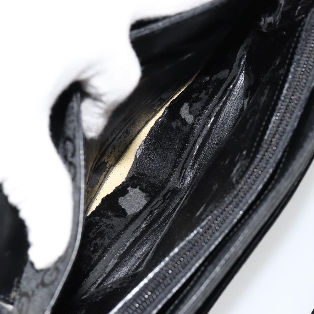 GUCCI Shoulder Bag Embossed leather Black Silver 001 3158 Auth 183254