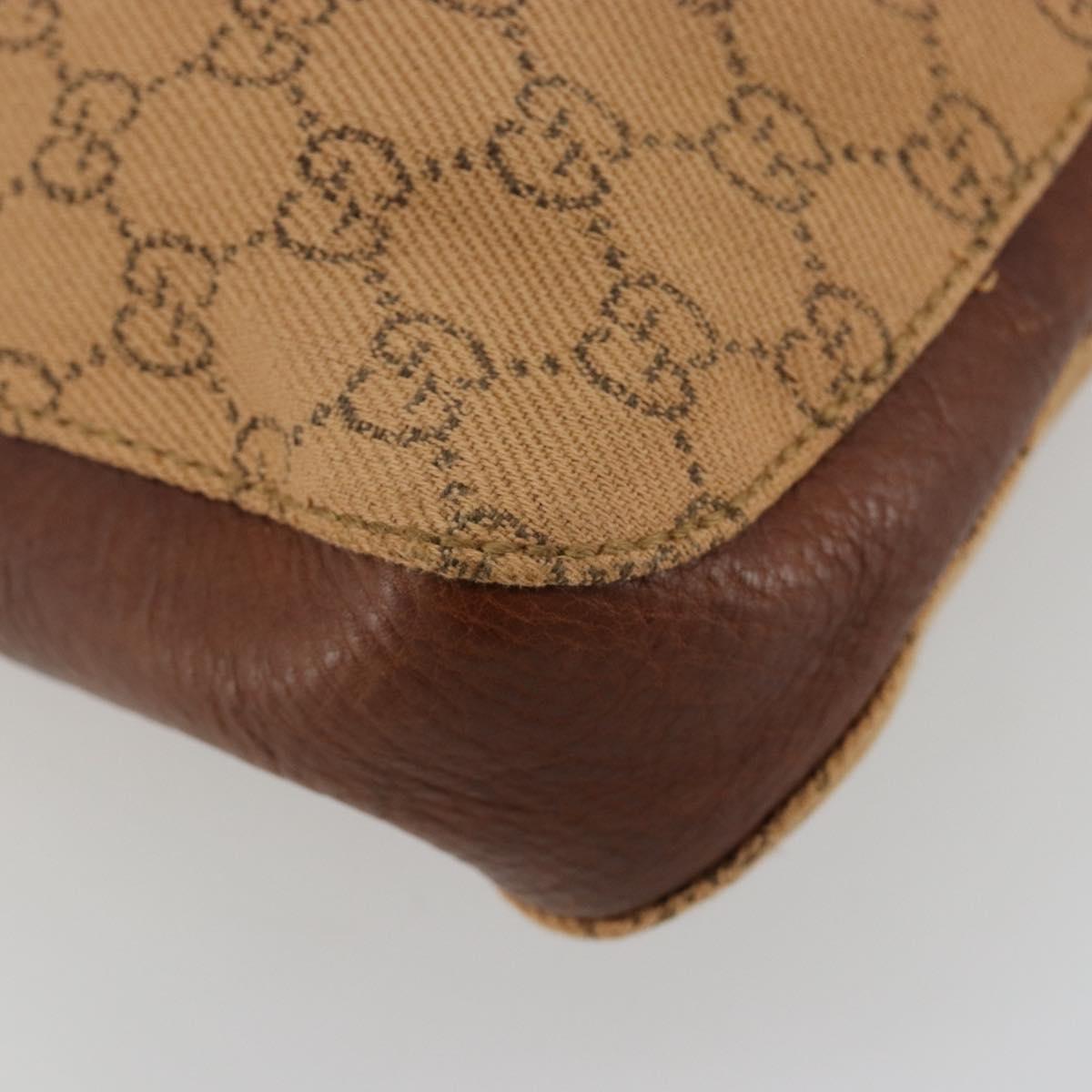 GUCCI GG Canvas Horsebit Shoulder Bag Beige 101975 Auth 183256A