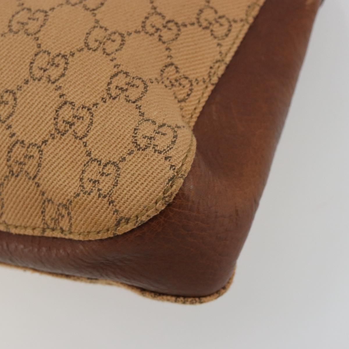 GUCCI GG Canvas Horsebit Shoulder Bag Beige 101975 Auth 183256A