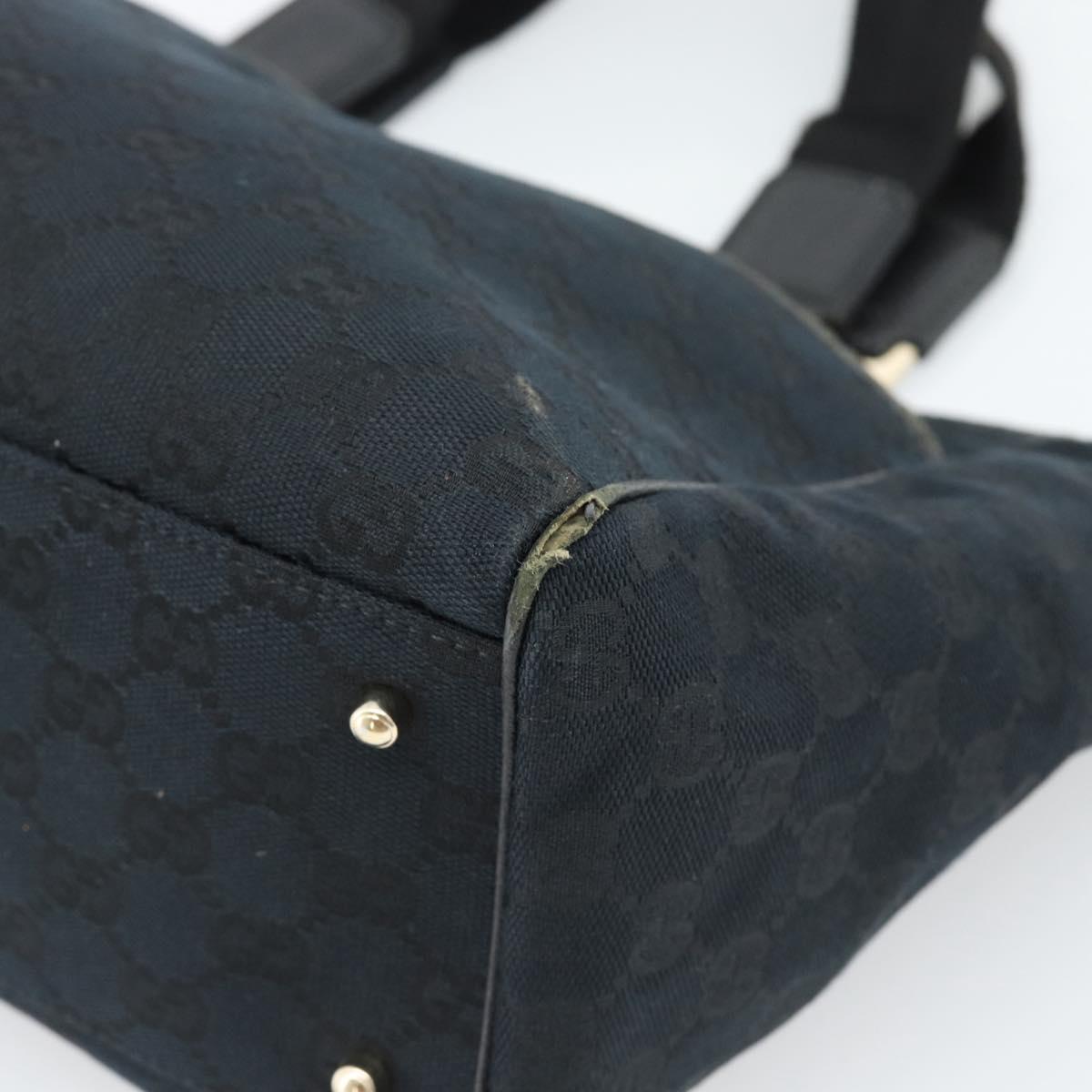 GUCCI GG Canvas Tote Bag Black Gold 145758 Auth 183257