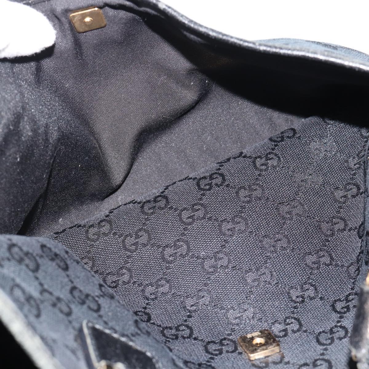 GUCCI GG Canvas Tote Bag Black Gold 145758 Auth 183257