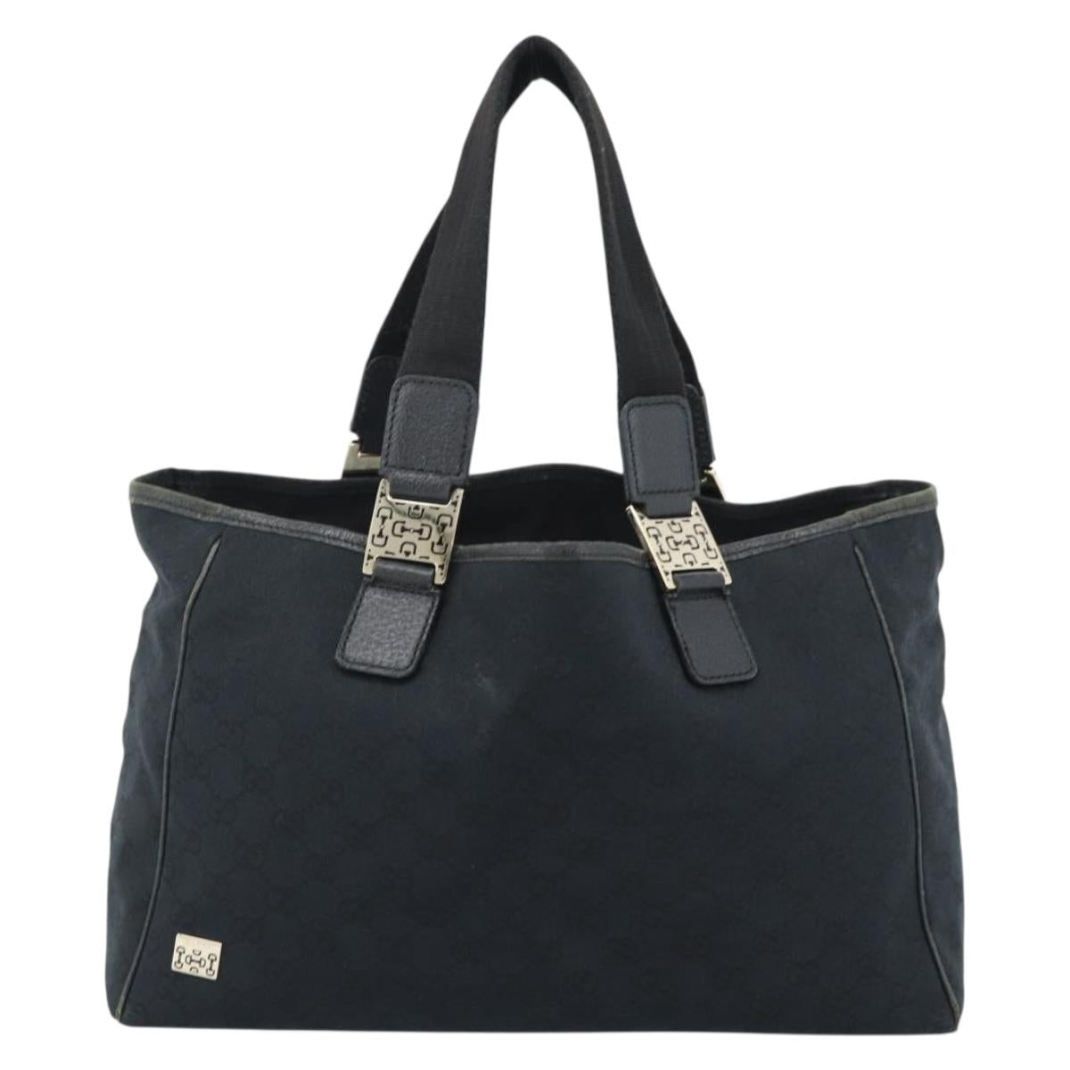 GUCCI GG Canvas Tote Bag Black Gold 145758 Auth 183257