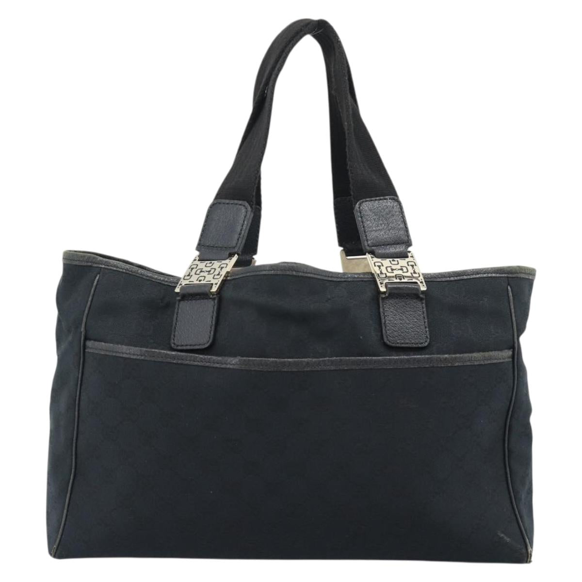GUCCI GG Canvas Tote Bag Black Gold 145758 Auth 183257