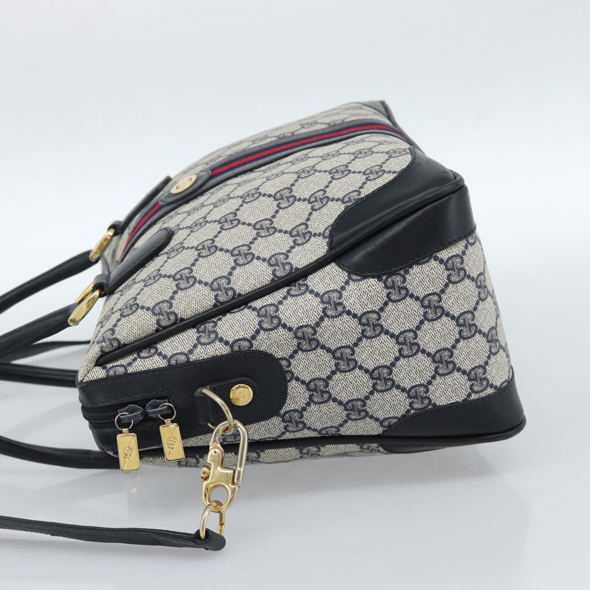 GUCCI GG Supreme Sherry Line Hand Bag PVC 2way Navy Gold 002 58 0033 Auth 183258