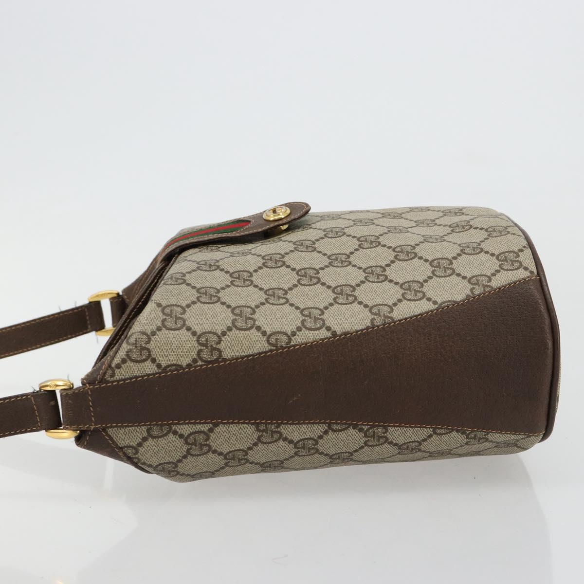 GUCCI GG Supreme Web Sherry Line Bag PVC Beige Gold 904 02 081 Auth 183259