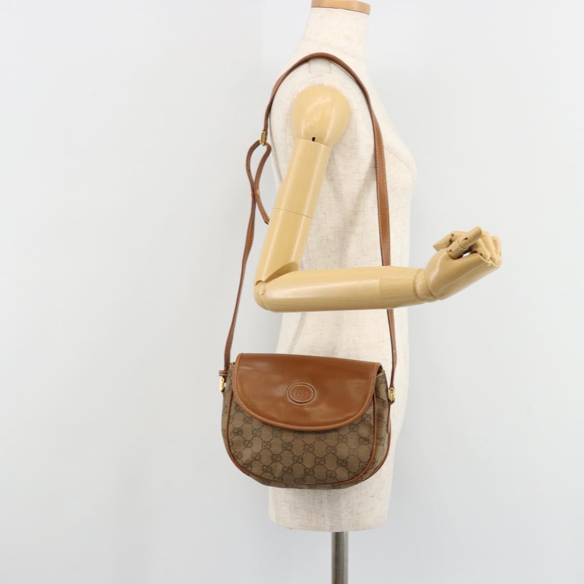 GUCCI GG Canvas Shoulder Bag Beige Gold 007 14 0074 Auth 183260