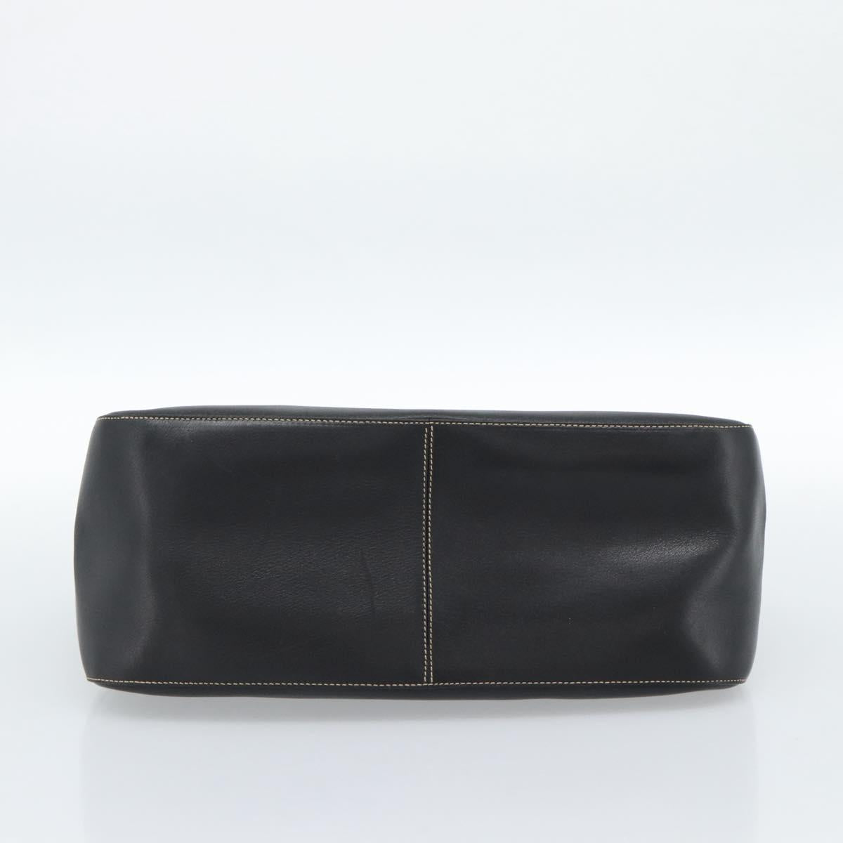 PRADA Chain Shoulder Bag Leather Black Gold Auth 183263A