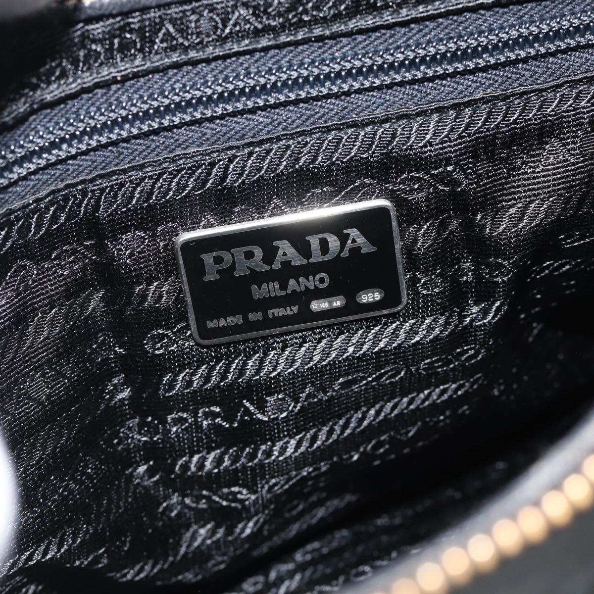 PRADA Chain Shoulder Bag Leather Black Gold Auth 183263A