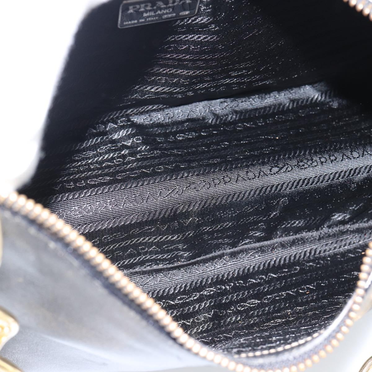 PRADA Chain Shoulder Bag Leather Black Gold Auth 183263A
