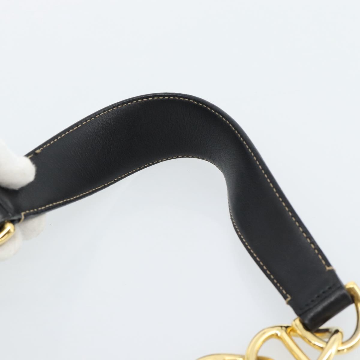 PRADA Chain Shoulder Bag Leather Black Gold Auth 183263A