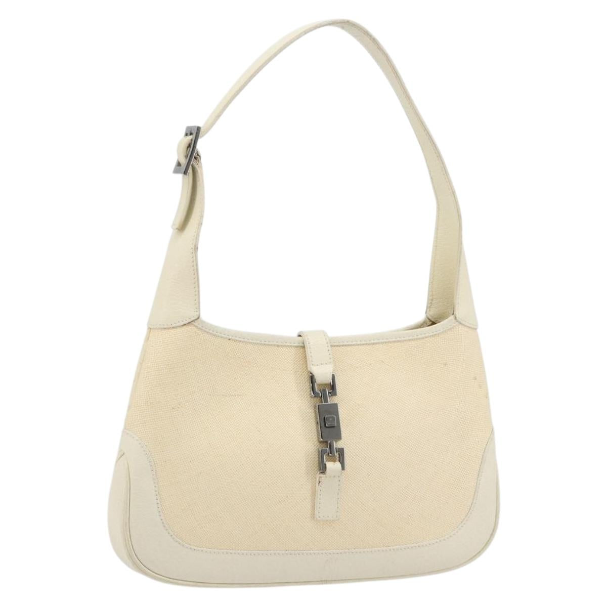 GUCCI Jackie Shoulder Bag Canvas Ivory Gold 001 3735 Auth 183266SAV