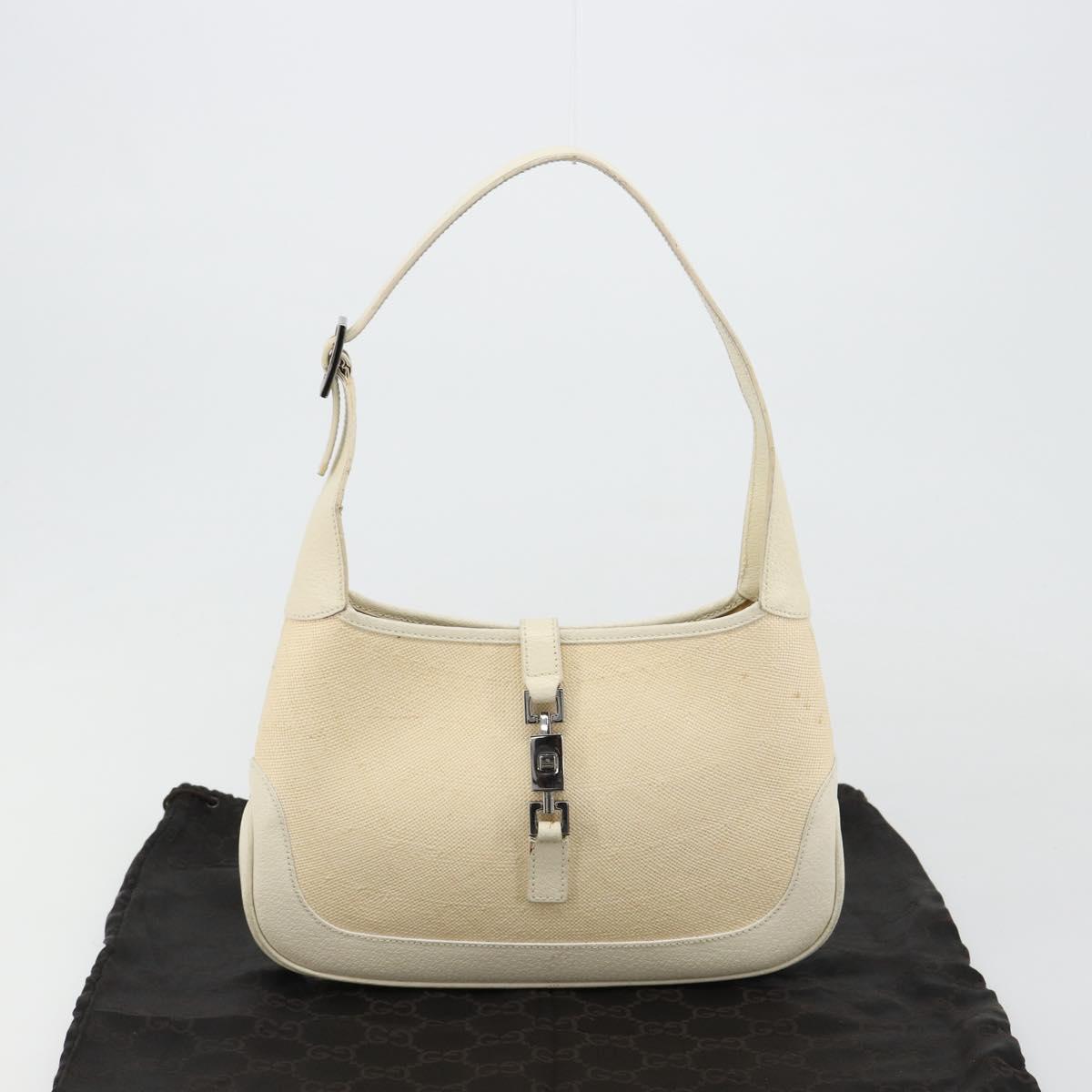 GUCCI Jackie Shoulder Bag Canvas Ivory Gold 001 3735 Auth 183266SAV
