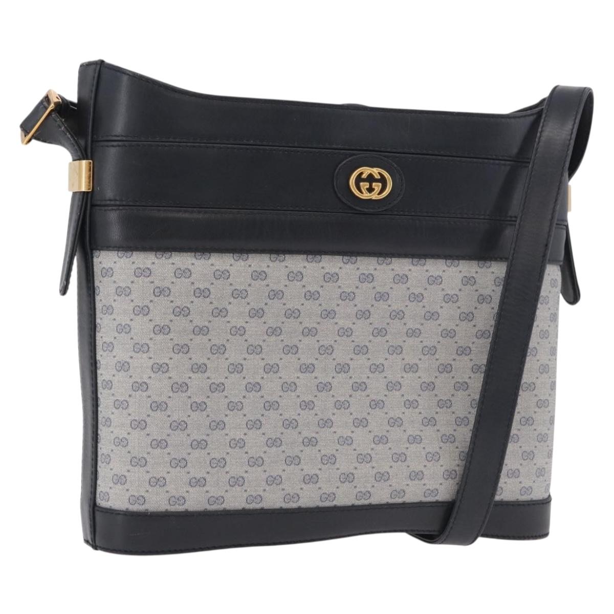 GUCCI Micro GG Supreme Shoulder Bag PVC Navy Gold 001 109 0579 Auth 183267