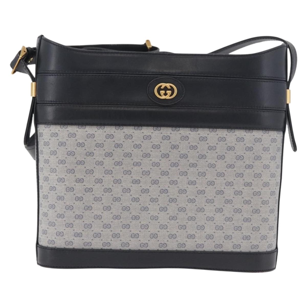GUCCI Micro GG Supreme Shoulder Bag PVC Navy Gold 001 109 0579 Auth 183267