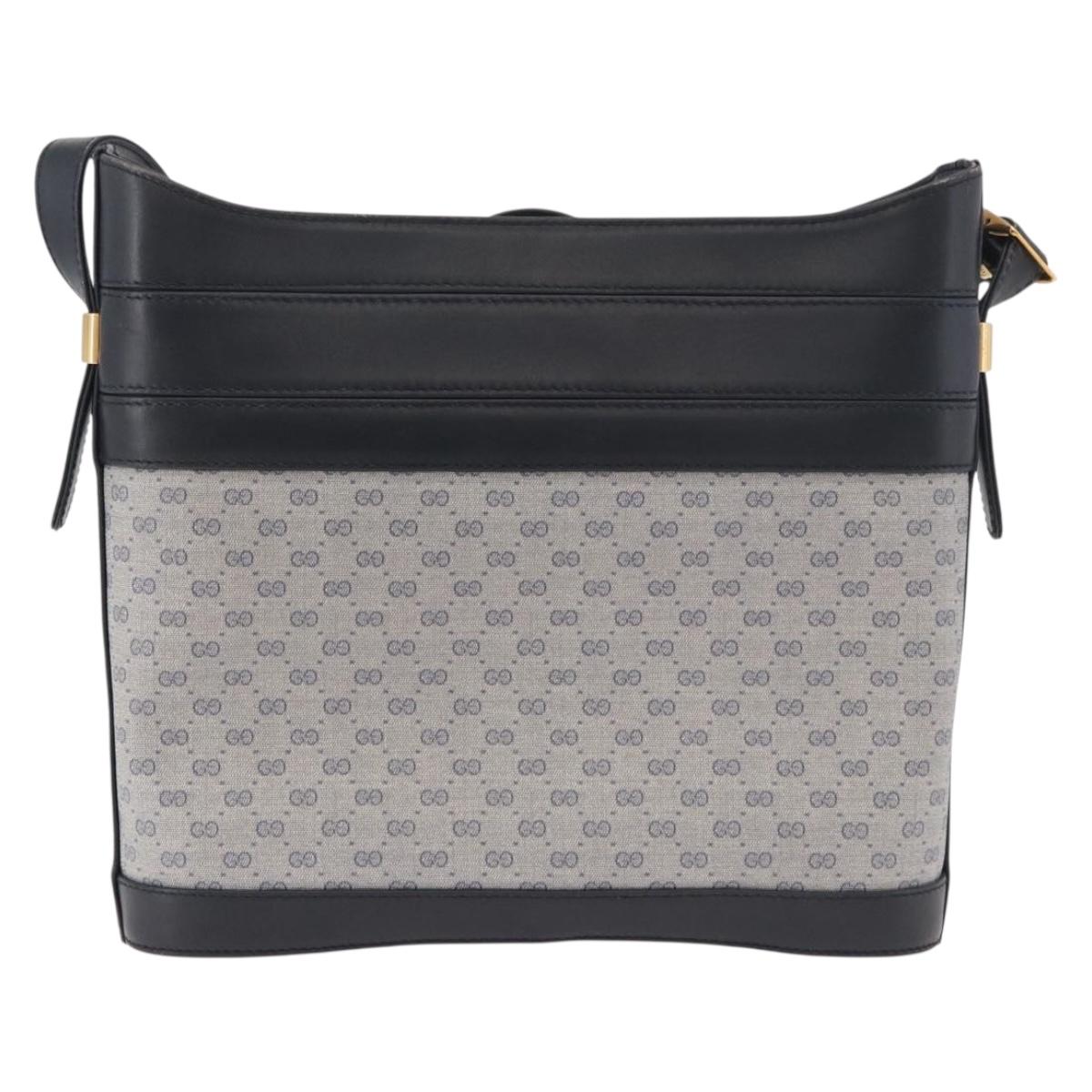 GUCCI Micro GG Supreme Shoulder Bag PVC Navy Gold 001 109 0579 Auth 183267