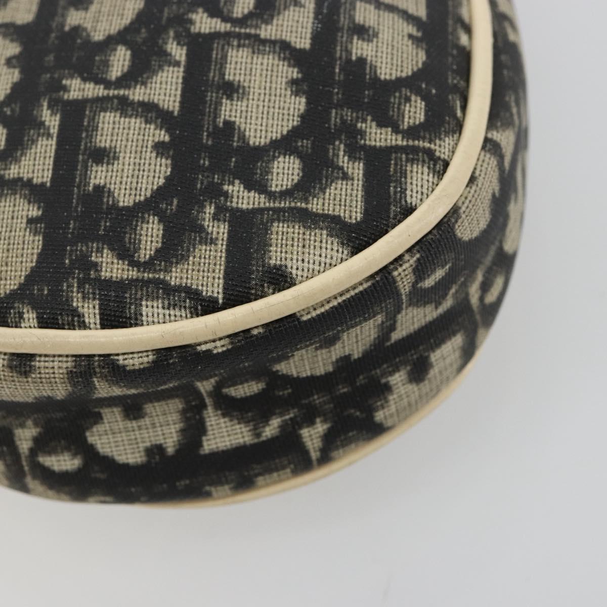 Christian Dior Trotter Canvas Saddle Pouch PVC Navy Silver Auth 183268