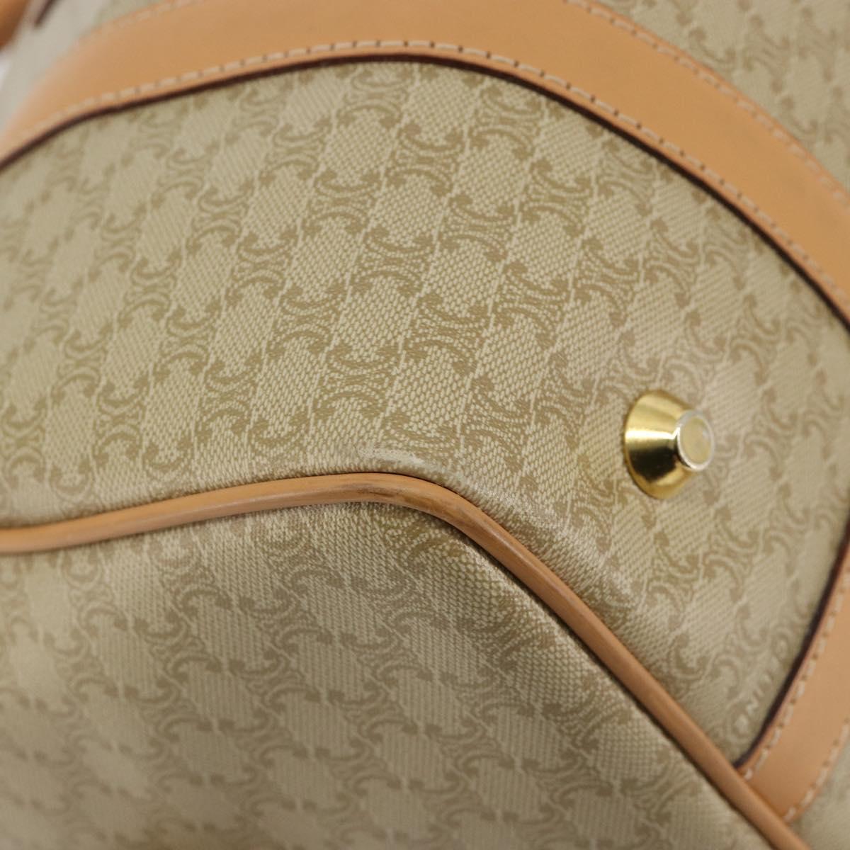 CELINE Macadam Canvas Hand Bag PVC Beige Gold Auth 183269A