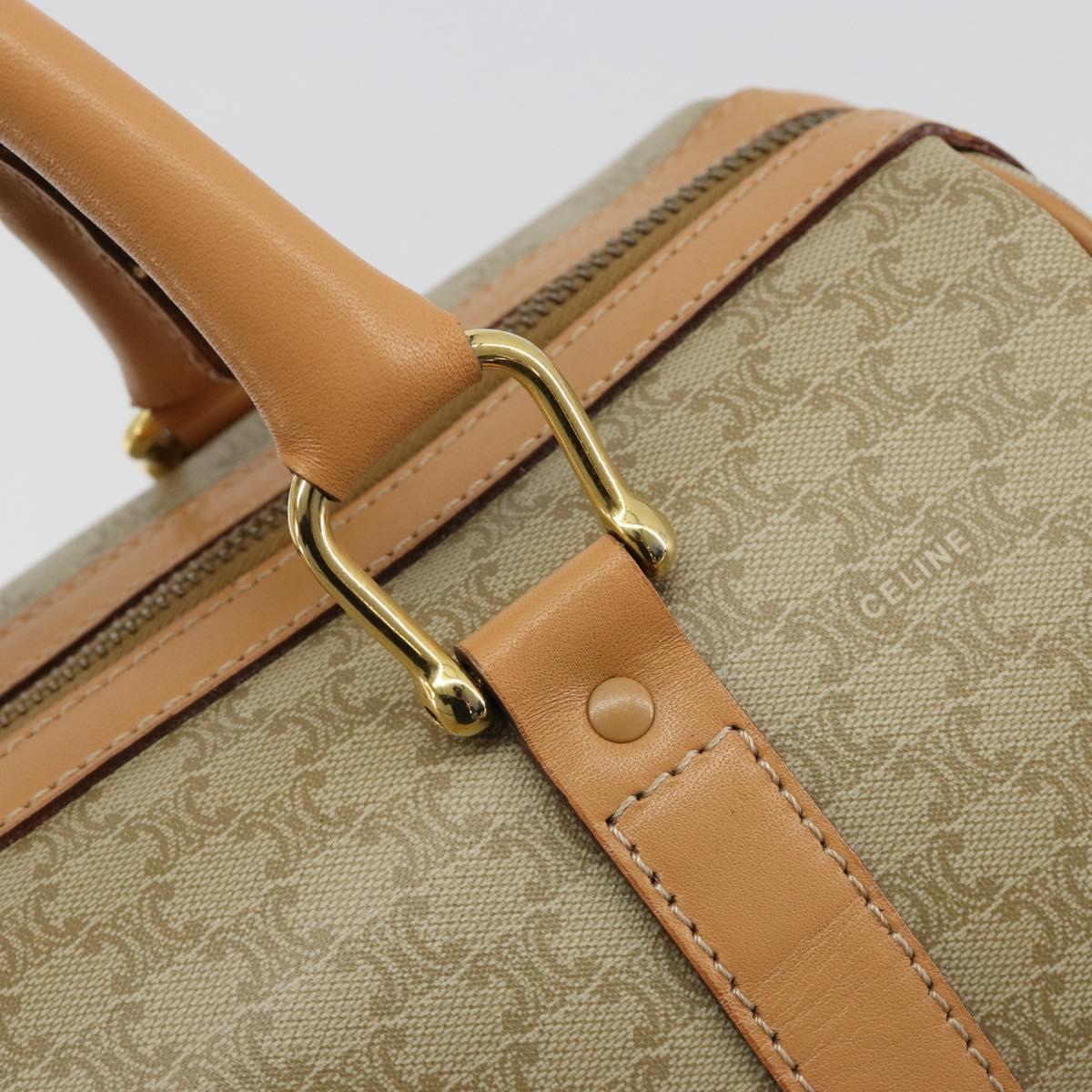 CELINE Macadam Canvas Hand Bag PVC Beige Gold Auth 183269A