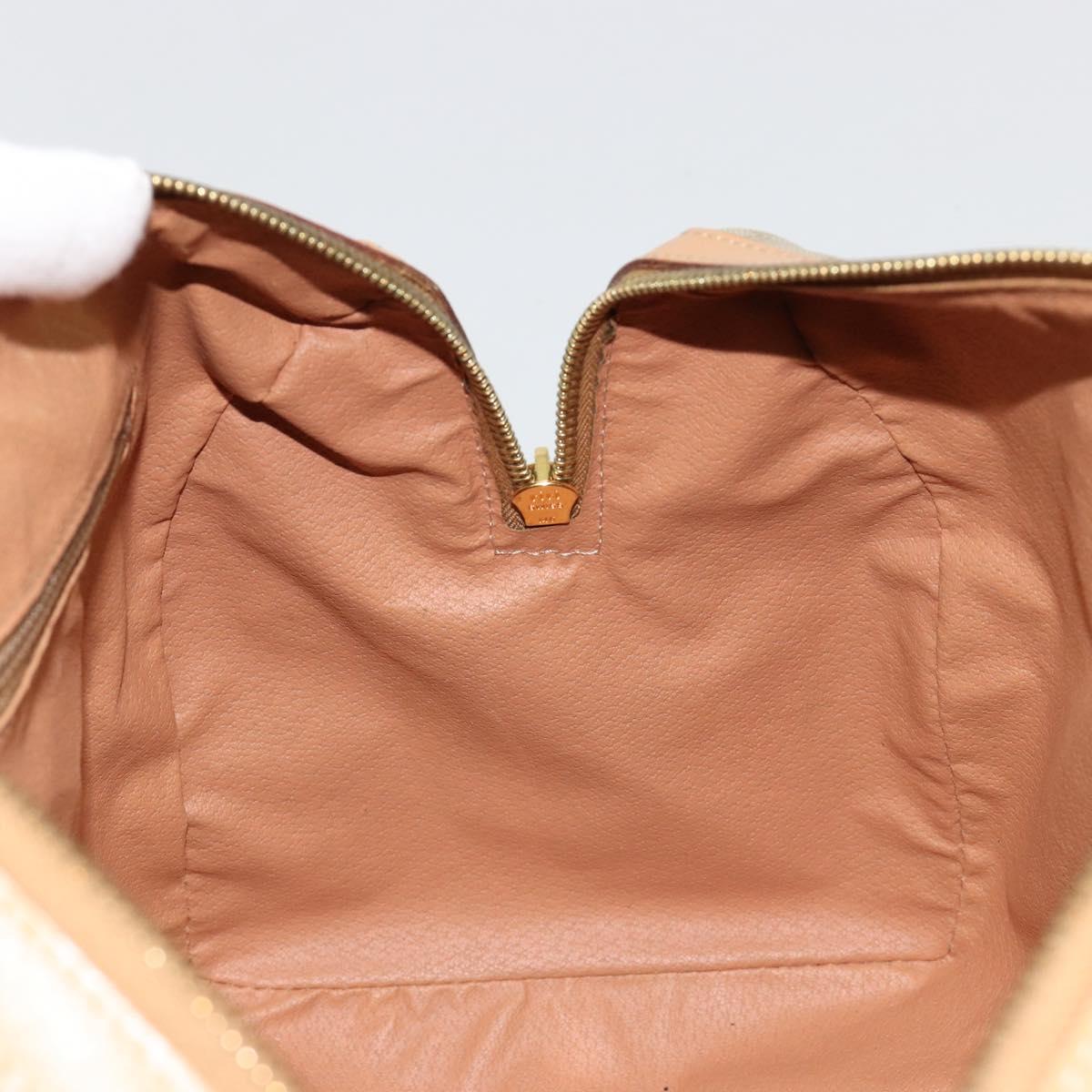 CELINE Macadam Canvas Hand Bag PVC Beige Gold Auth 183269A