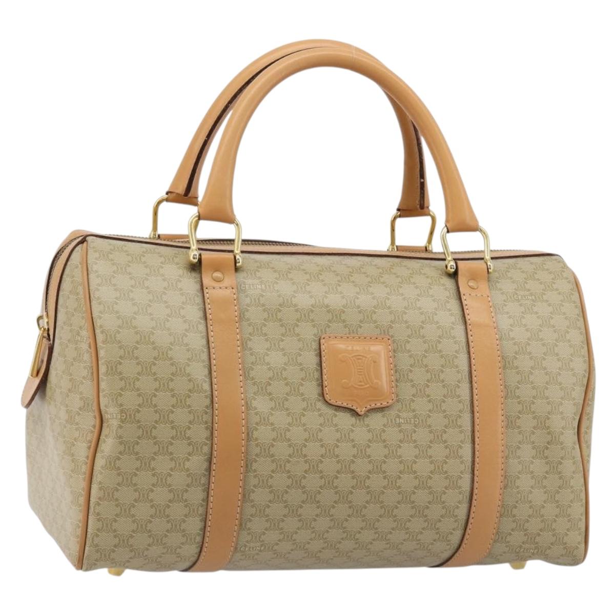 CELINE Macadam Canvas Hand Bag PVC Beige Gold Auth 183269A