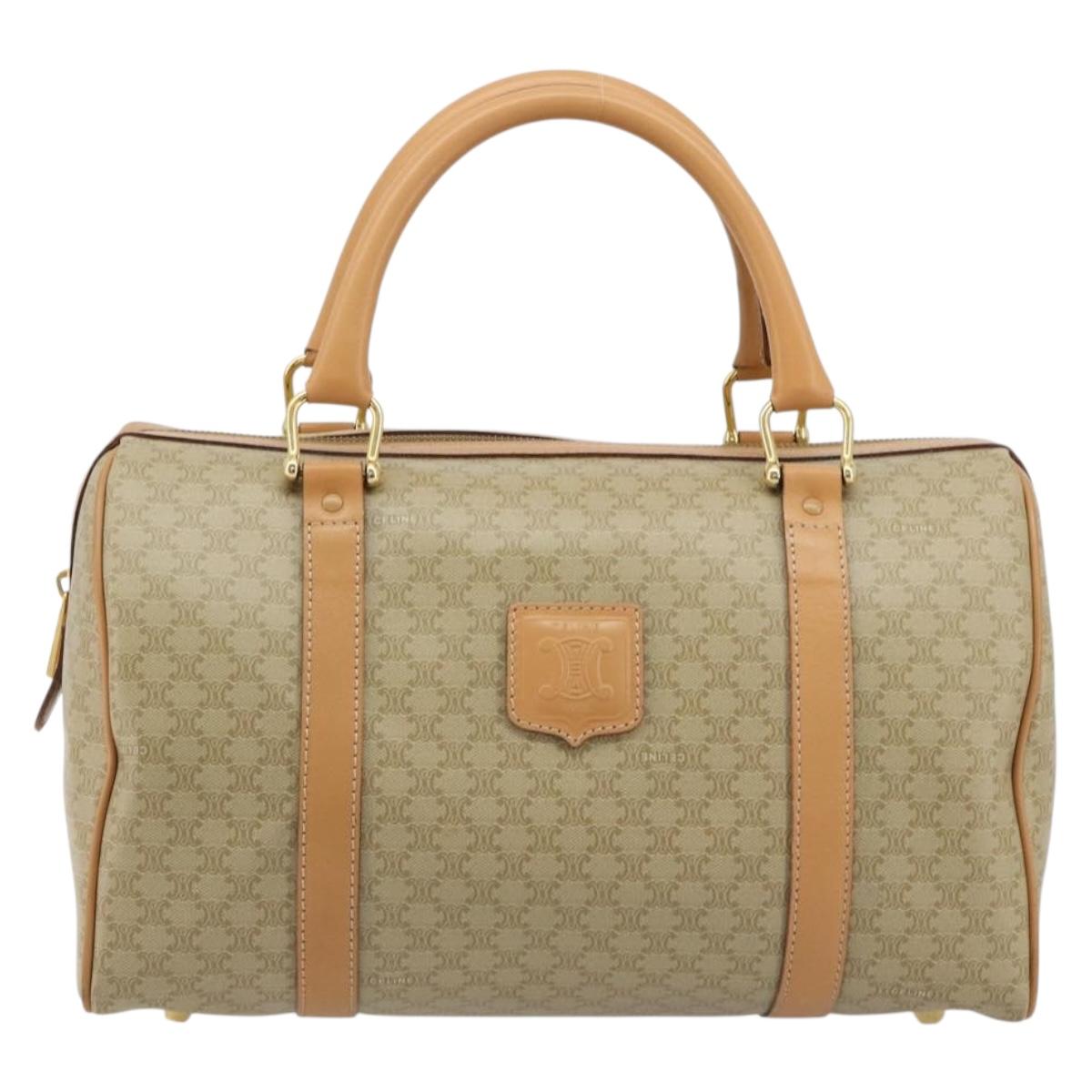 CELINE Macadam Canvas Hand Bag PVC Beige Gold Auth 183269A
