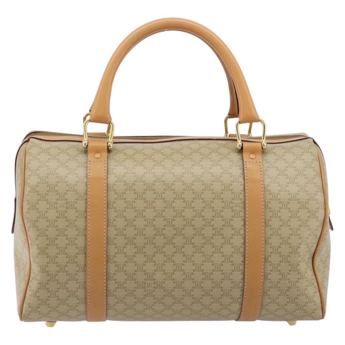 CELINE Macadam Canvas Hand Bag PVC Beige Gold Auth 183269A
