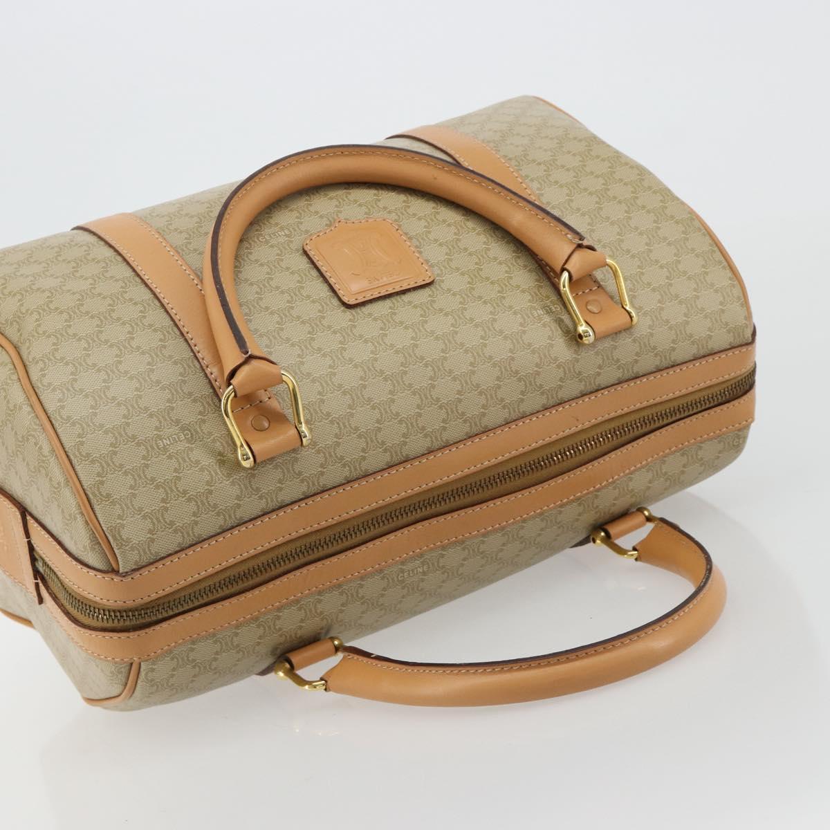 CELINE Macadam Canvas Hand Bag PVC Beige Gold Auth 183269A