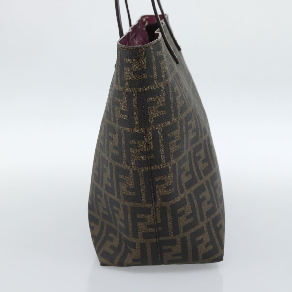 FENDI Zucca Canvas Tote Bag PVC Black Brown Auth 183274