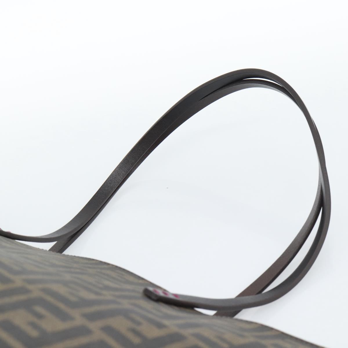 FENDI Zucca Canvas Tote Bag PVC Black Brown Auth 183274