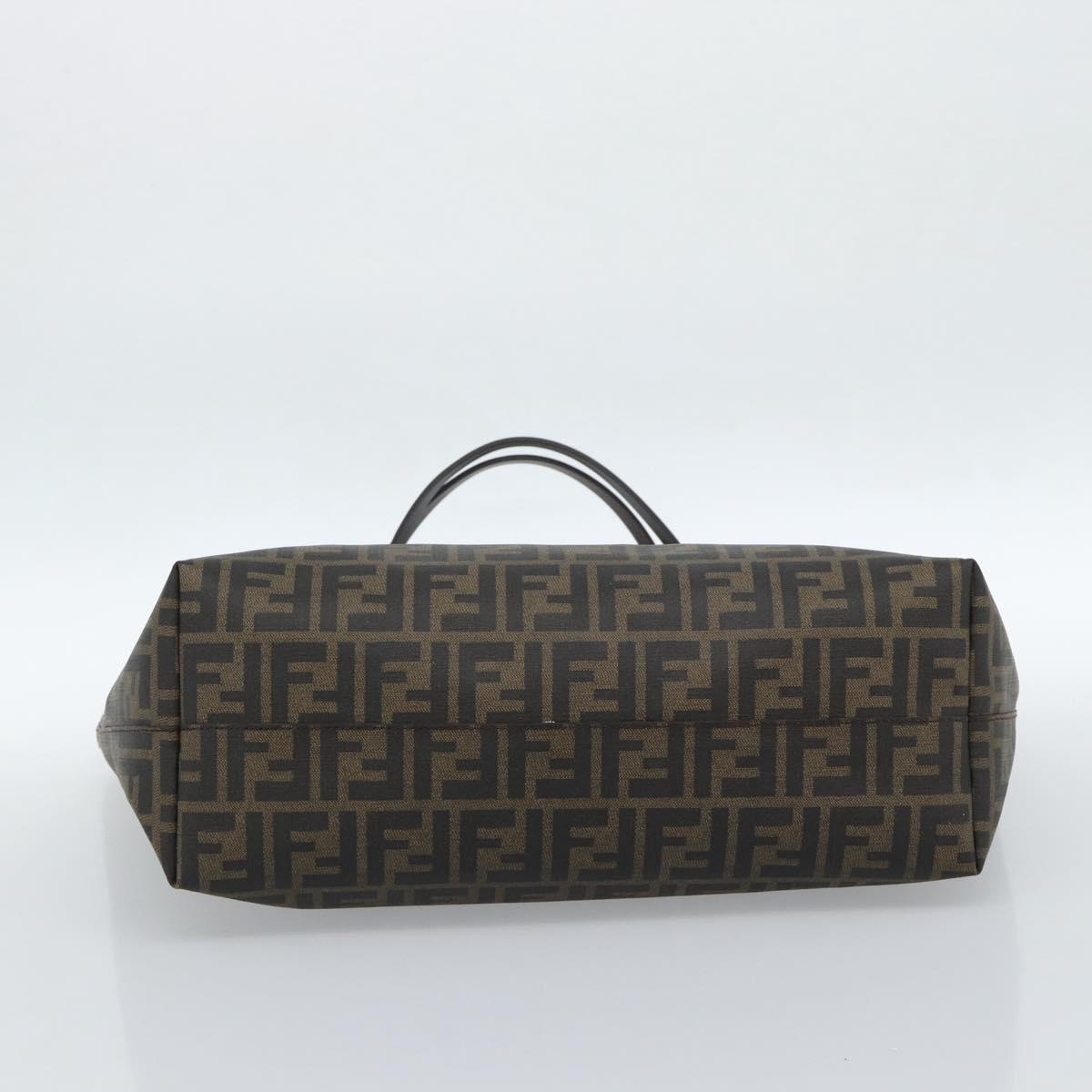 FENDI Zucca Canvas Tote Bag PVC Black Brown Auth 183274