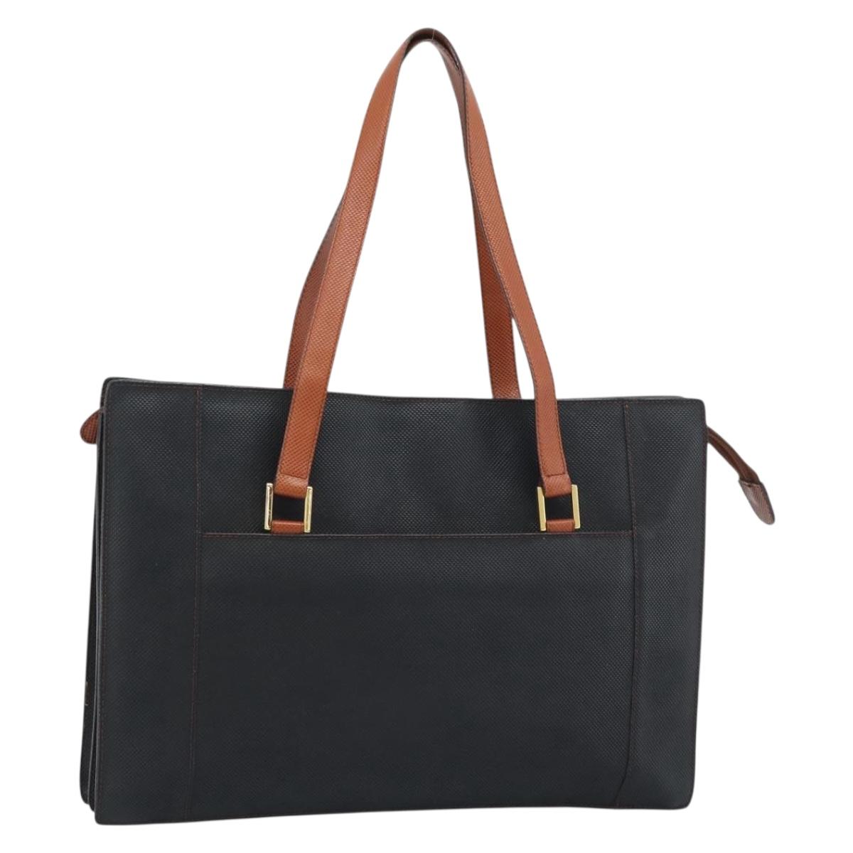 BOTTEGA VENETA Tote Bag PVC Canvas Black Gold Auth 183286