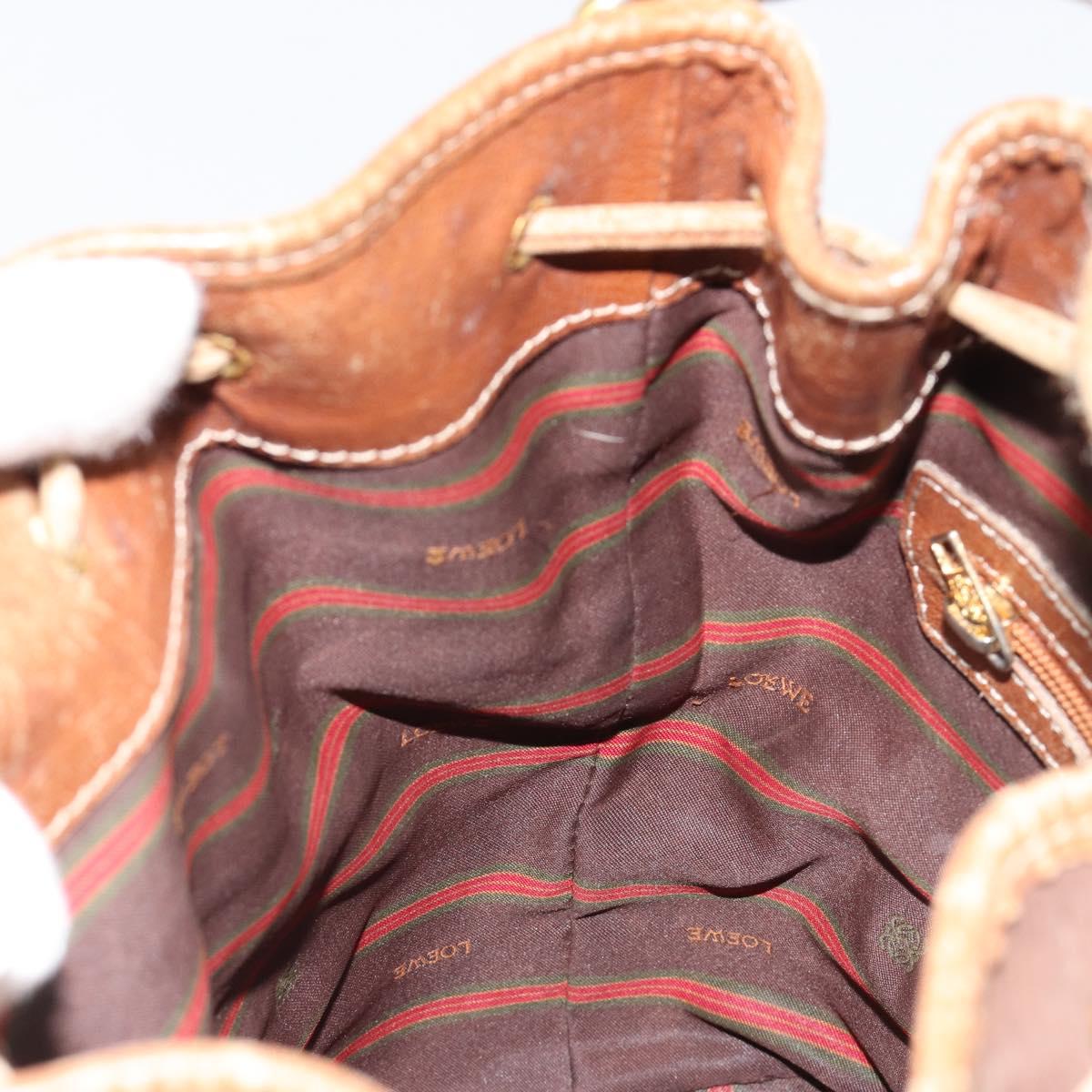 LOEWE Purse Shoulder Bag Suede Brown Gold Auth 183287