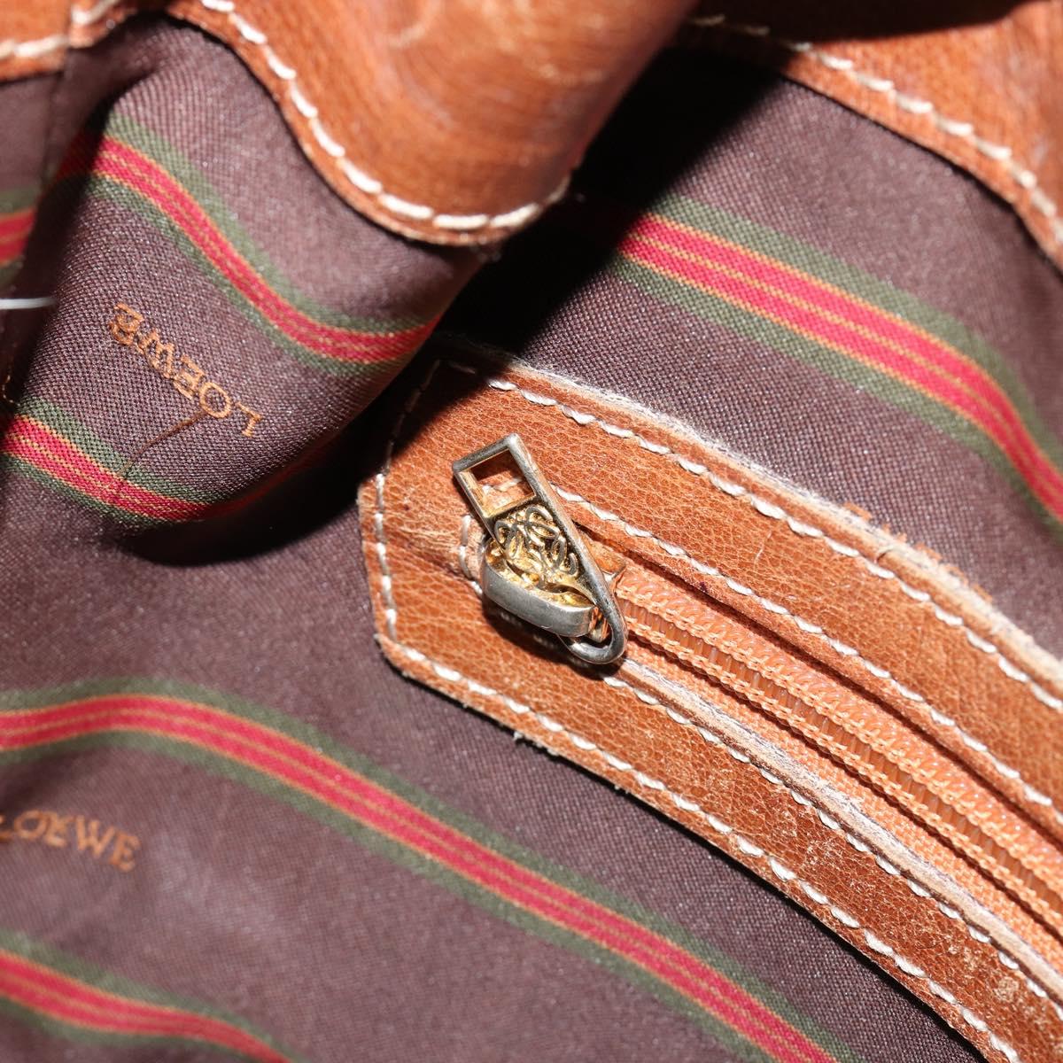 LOEWE Purse Shoulder Bag Suede Brown Gold Auth 183287