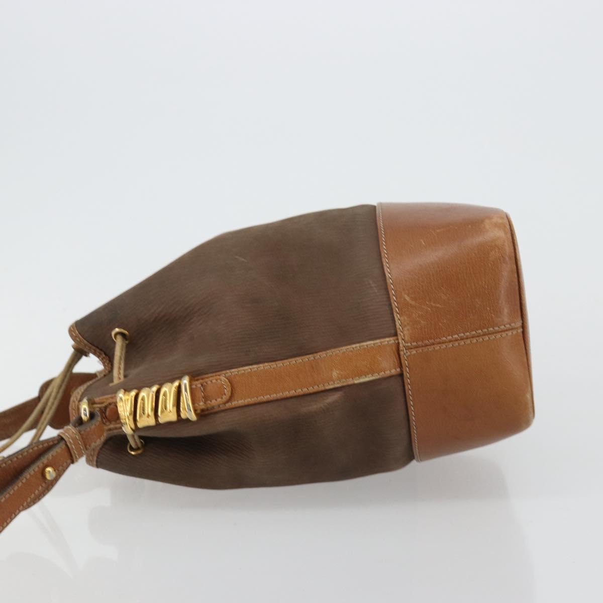 LOEWE Purse Shoulder Bag Suede Brown Gold Auth 183287