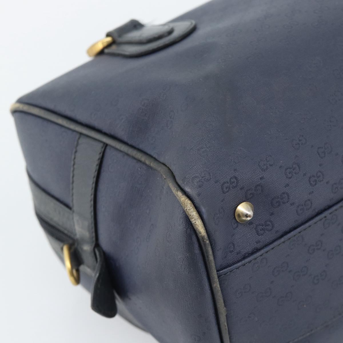 GUCCI Micro GG Supreme Hand Bag PVC Navy Gold Auth 183291