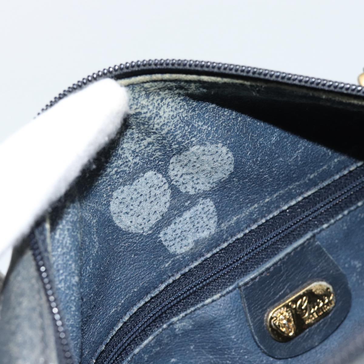 GUCCI Micro GG Supreme Hand Bag PVC Navy Gold Auth 183291