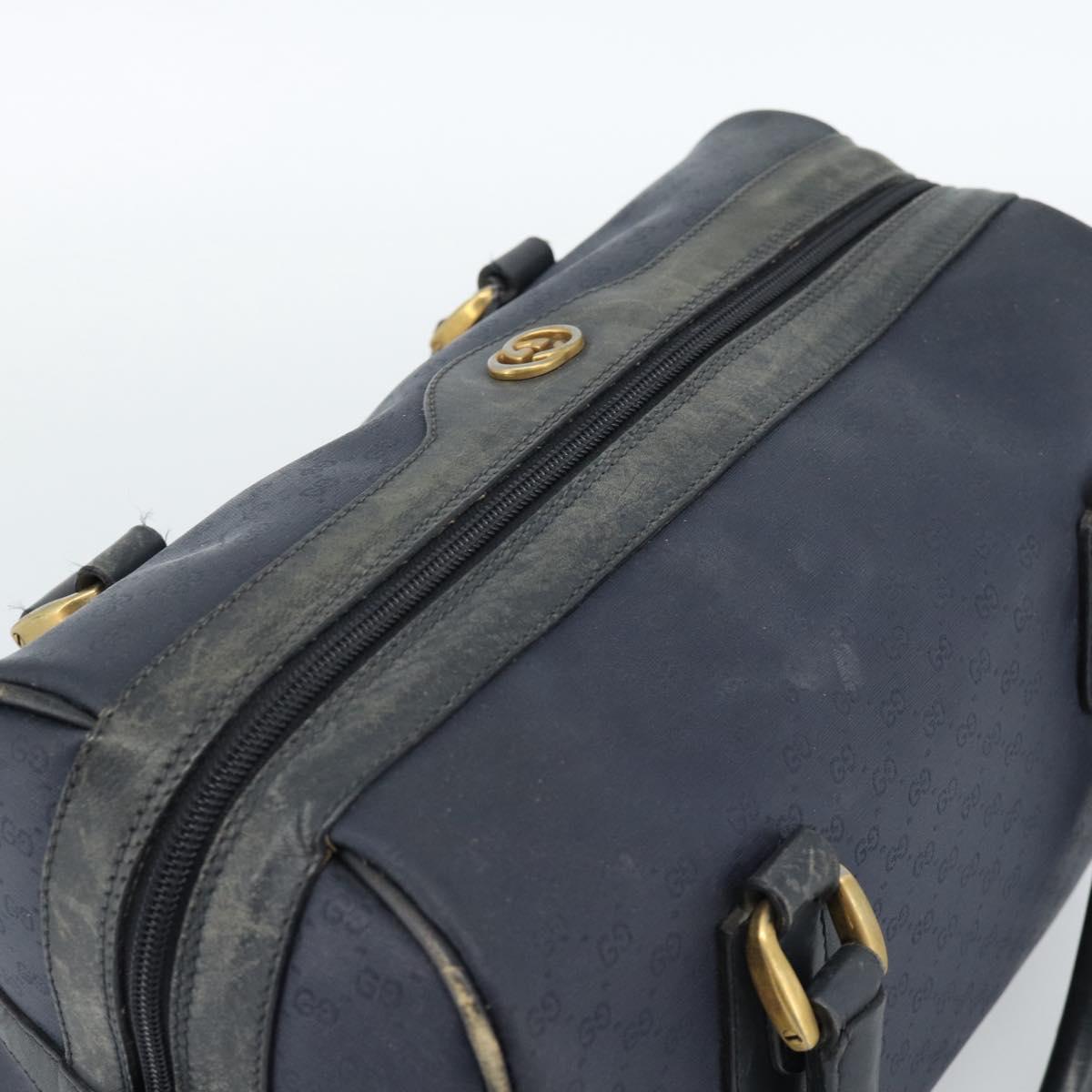 GUCCI Micro GG Supreme Hand Bag PVC Navy Gold Auth 183291