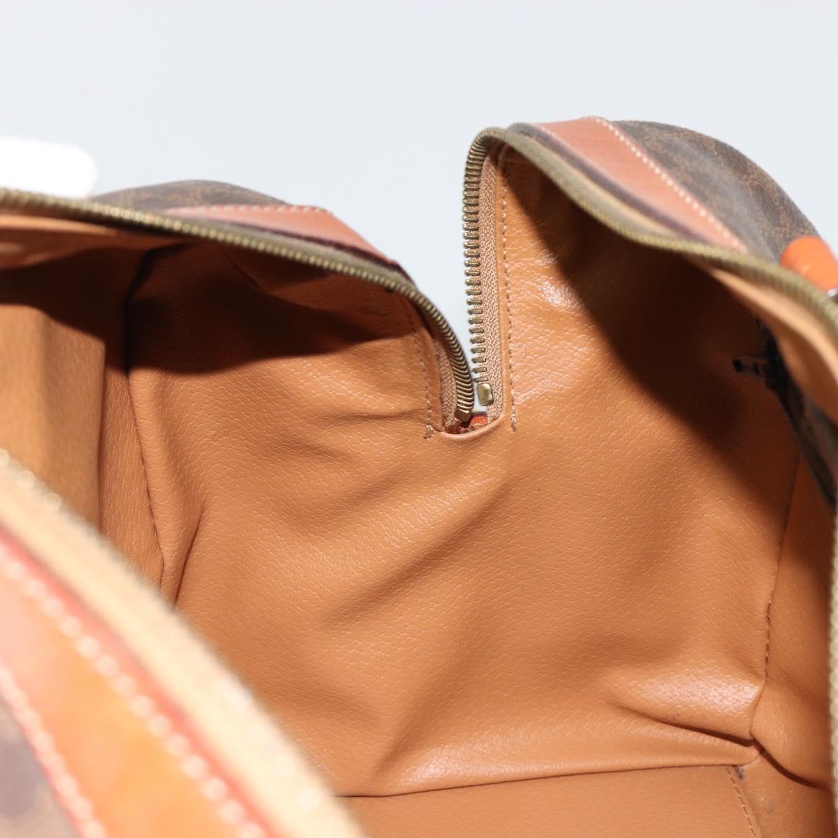 CELINE Macadam Canvas Boston Bag PVC Leather Brown Gold Auth 183294A