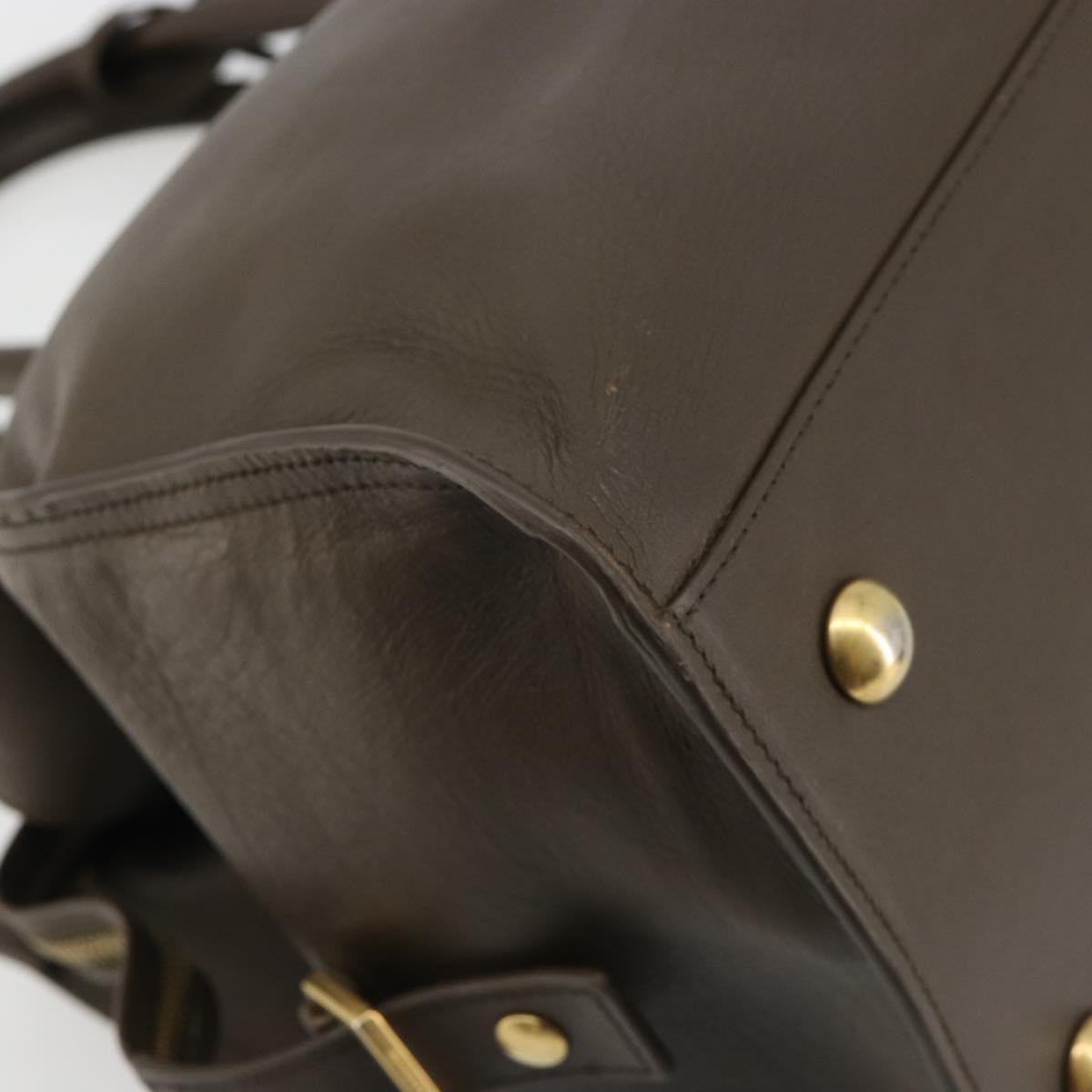 SAINT LAURENT Cabas Classic Hand Bag Leather Brown Gold 311208 Auth 183295A