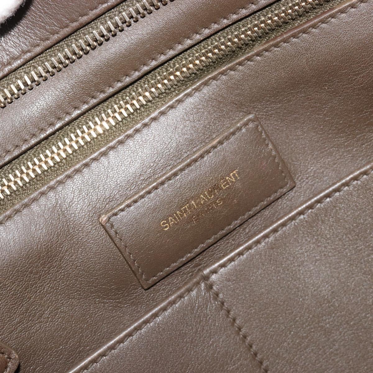 SAINT LAURENT Cabas Classic Hand Bag Leather Brown Gold 311208 Auth 183295A