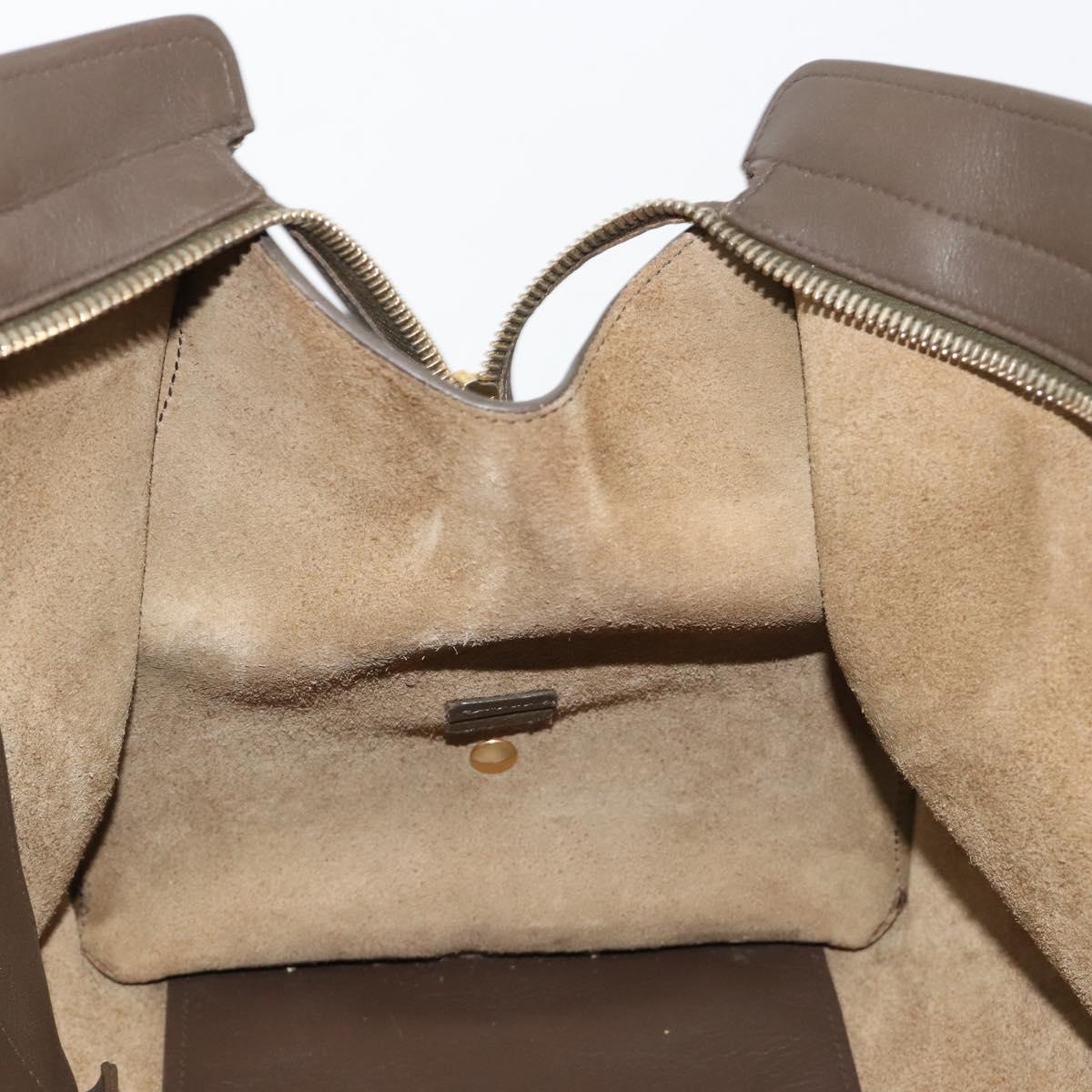 SAINT LAURENT Cabas Classic Hand Bag Leather Brown Gold 311208 Auth 183295A