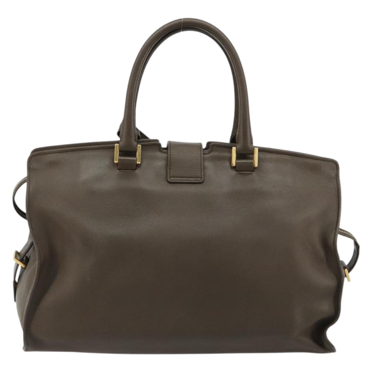 SAINT LAURENT Cabas Classic Hand Bag Leather Brown Gold 311208 Auth 183295A