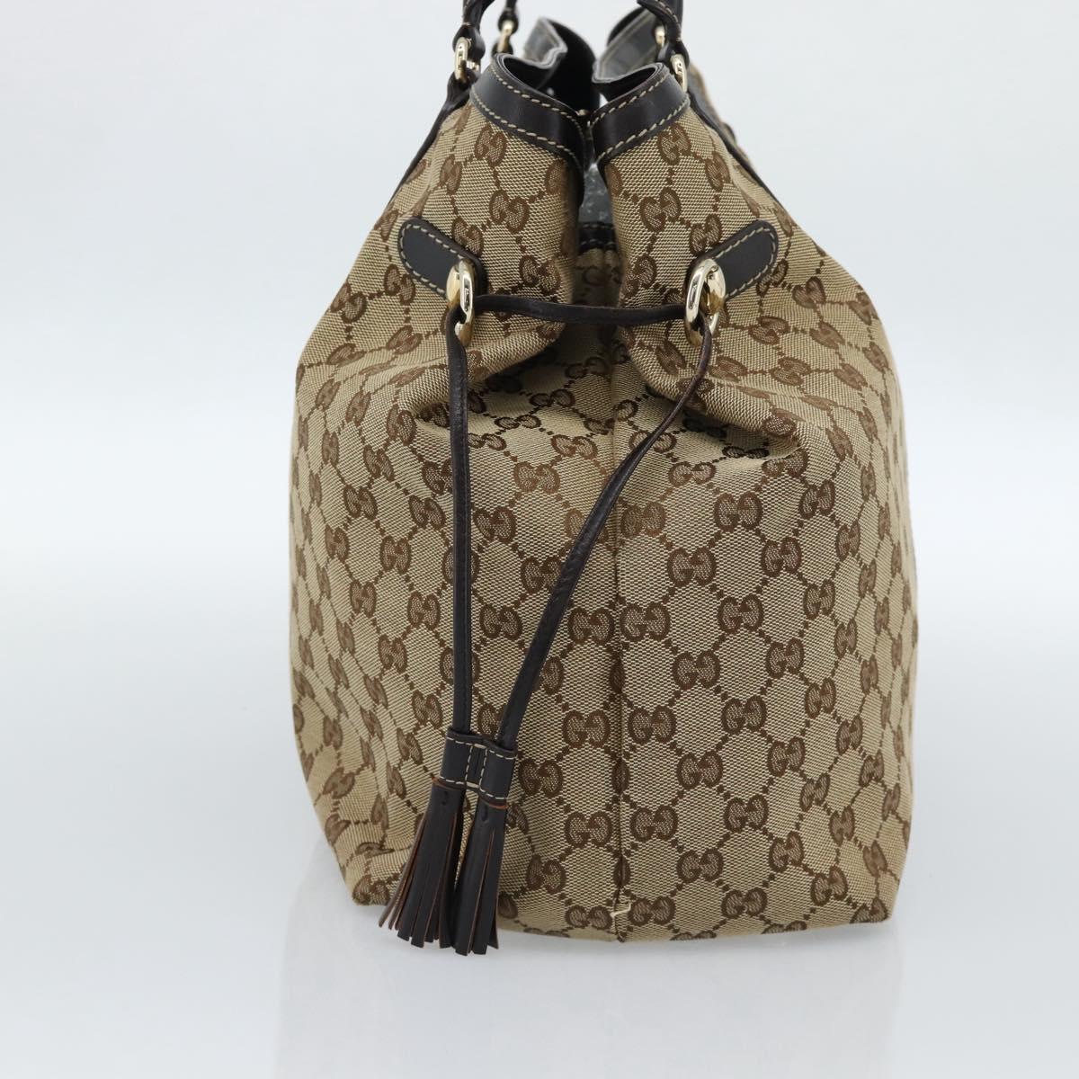 GUCCI GG Canvas Web Sherry Line Tote Bag Beige Gold Red 232969 Auth 183296