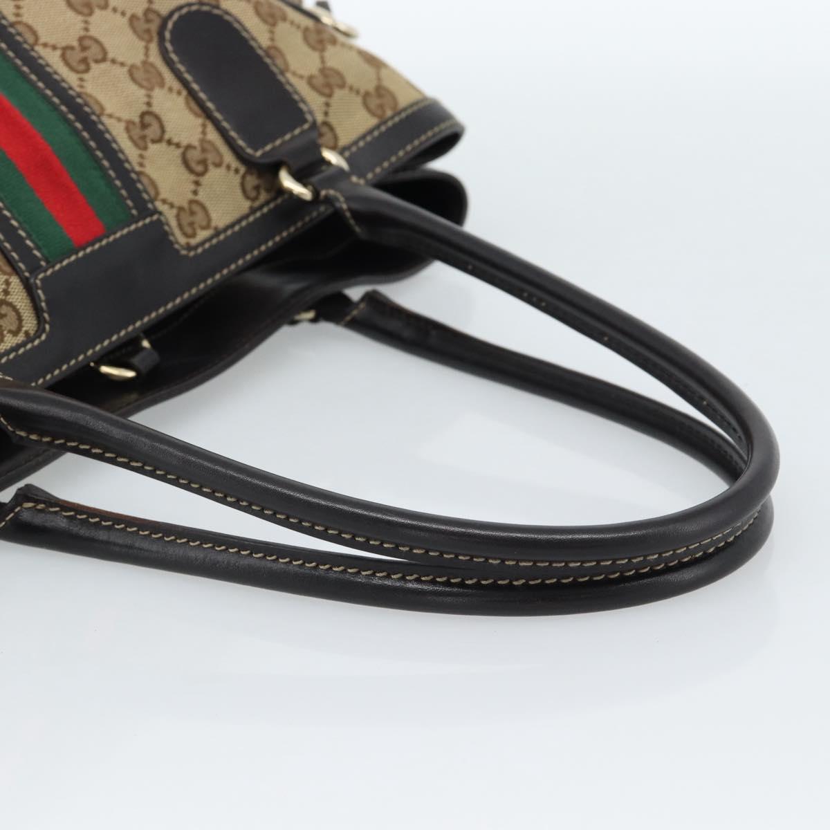 GUCCI GG Canvas Web Sherry Line Tote Bag Beige Gold Red 232969 Auth 183296