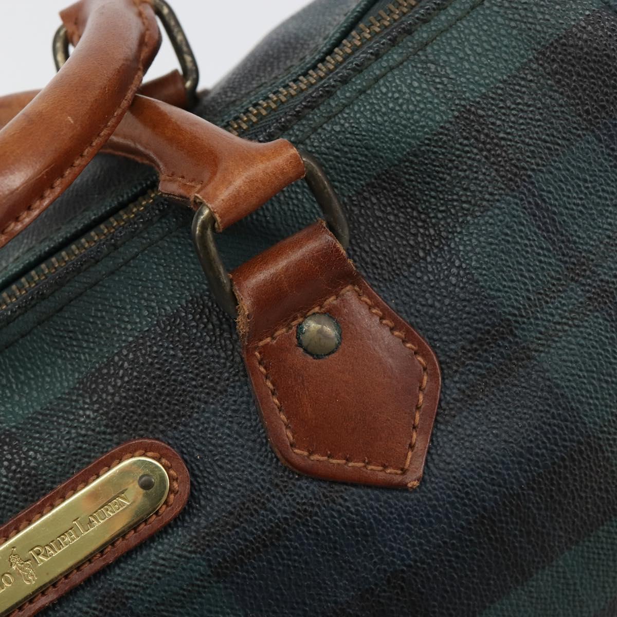 Polo Ralph Lauren Boston Bag Leather PVC Green Auth 183300A